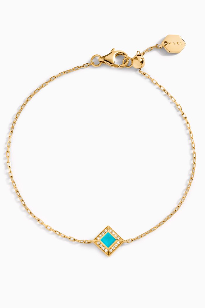 

Cleo Pavé Diamond & Turquoise Chain Bracelet in 18kt Gold, Yellow