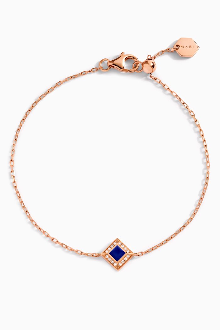 

Cleo Pavé Diamond & Lapis Lazuli Chain Bracelet in 18kt Rose Gold