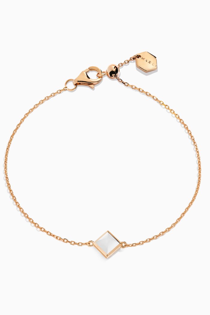 

Cleo Pyramid White Agate Chain Bracelet in 18kt Rose Gold