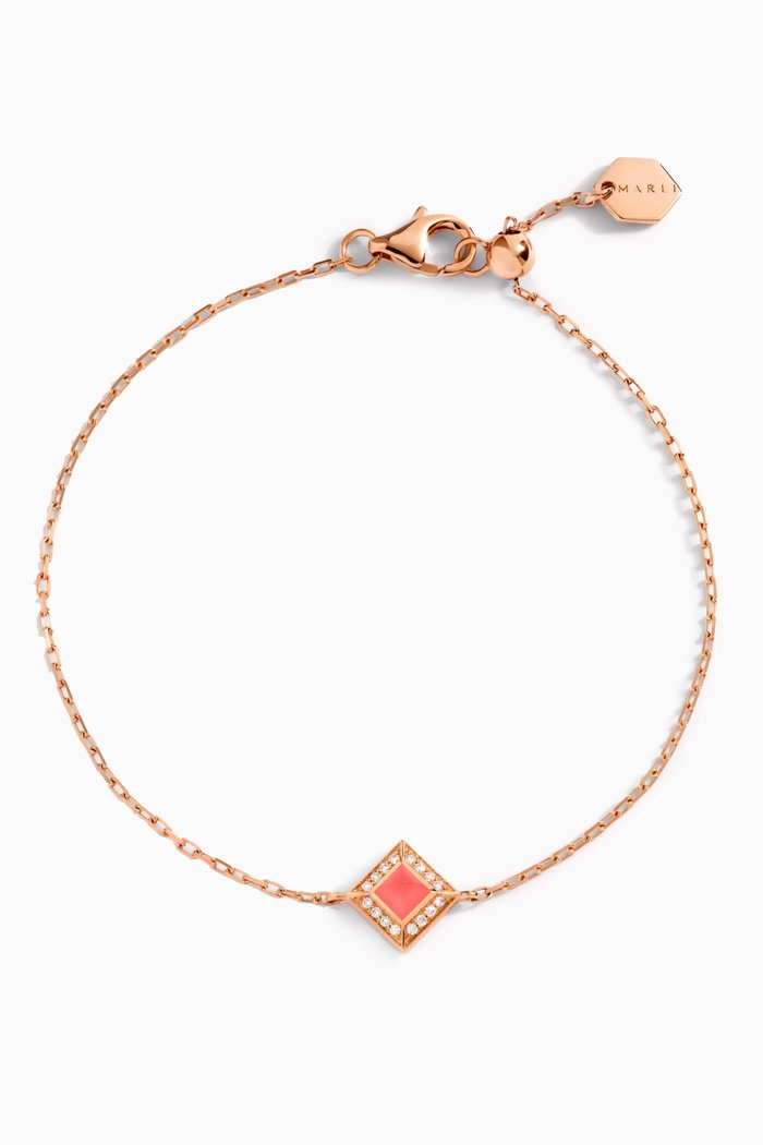 

Cleo Pavé Diamond & Pink Coral Chain Bracelet in 18kt Rose Gold