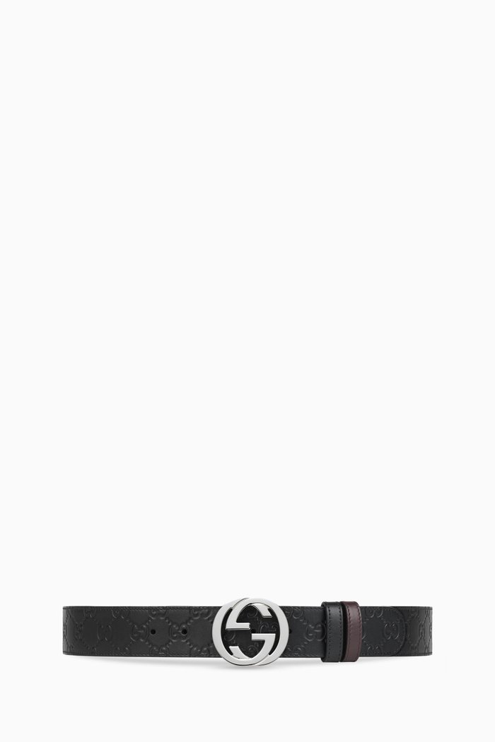 

Gucci Signature Reversible Belt in Leather, Black