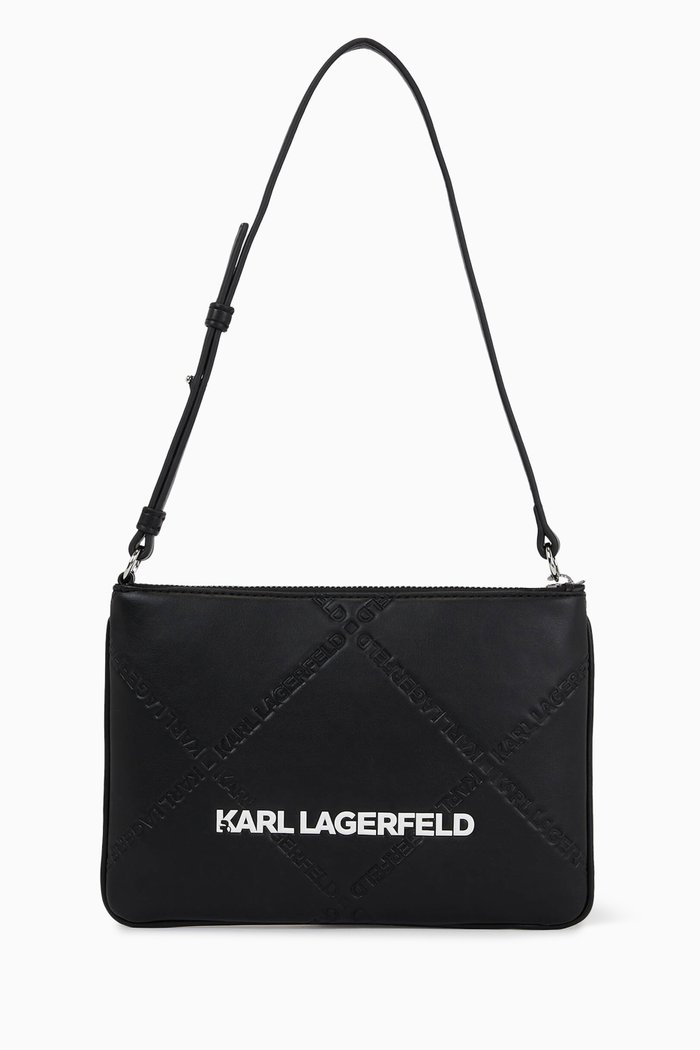 K/Skuare Embossed Pouch in Faux Leather, Black