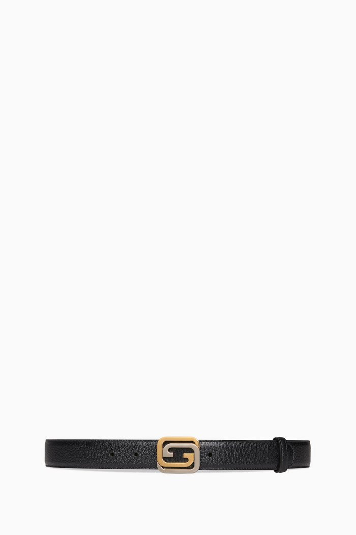 

Reversible Belt in Leather & Canvas, Black