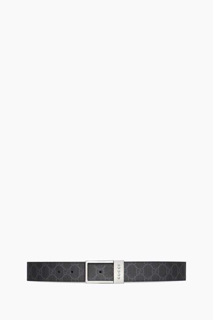 GG Supreme Belt in Coated-canvas, Black