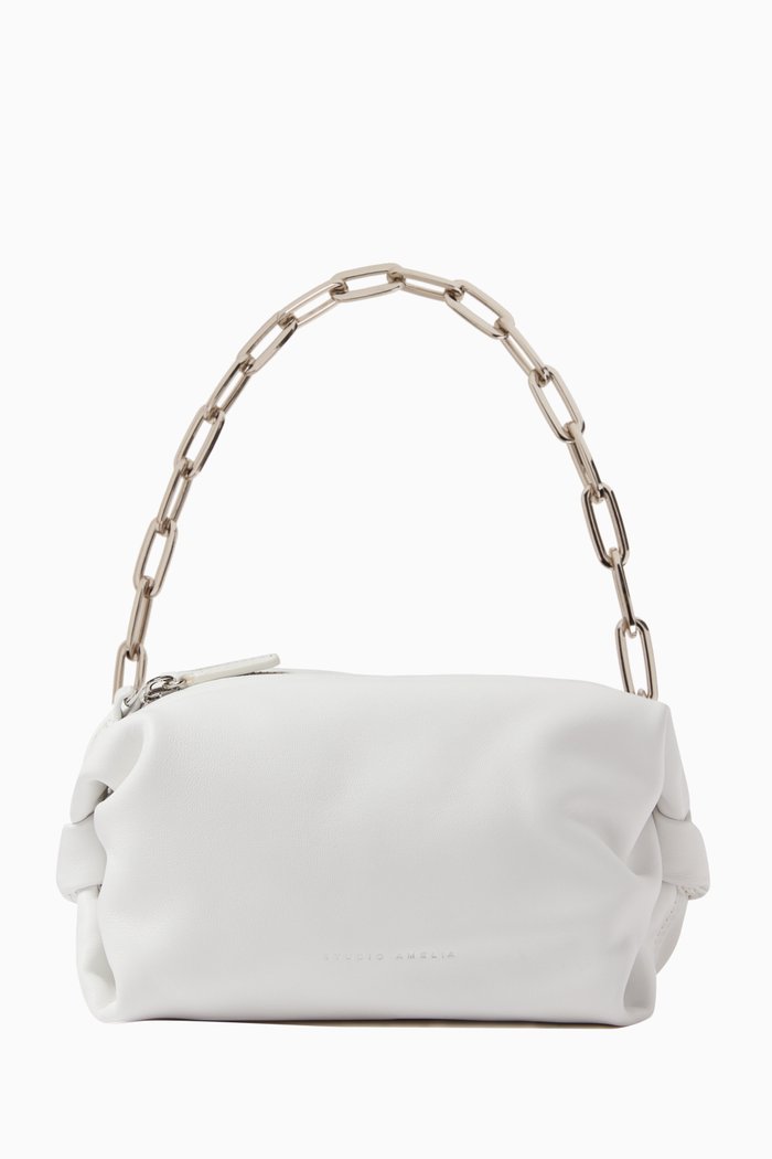 

Knot Chain Handle Bag in Leather, White