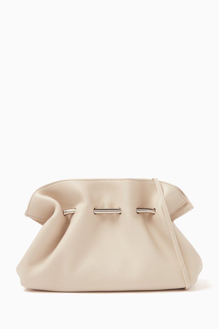 

Mini Pierced Pouch Bag in Leather, Neutral