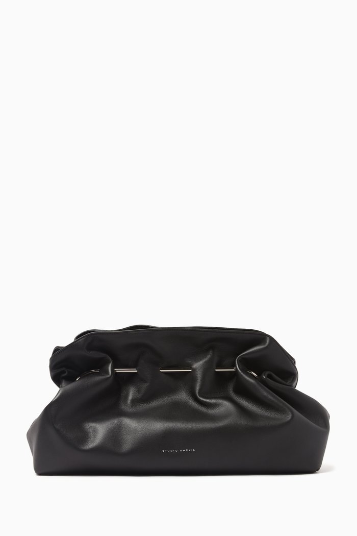 

Pierced Maxi Pouch Bag in Nappa Leather, Black