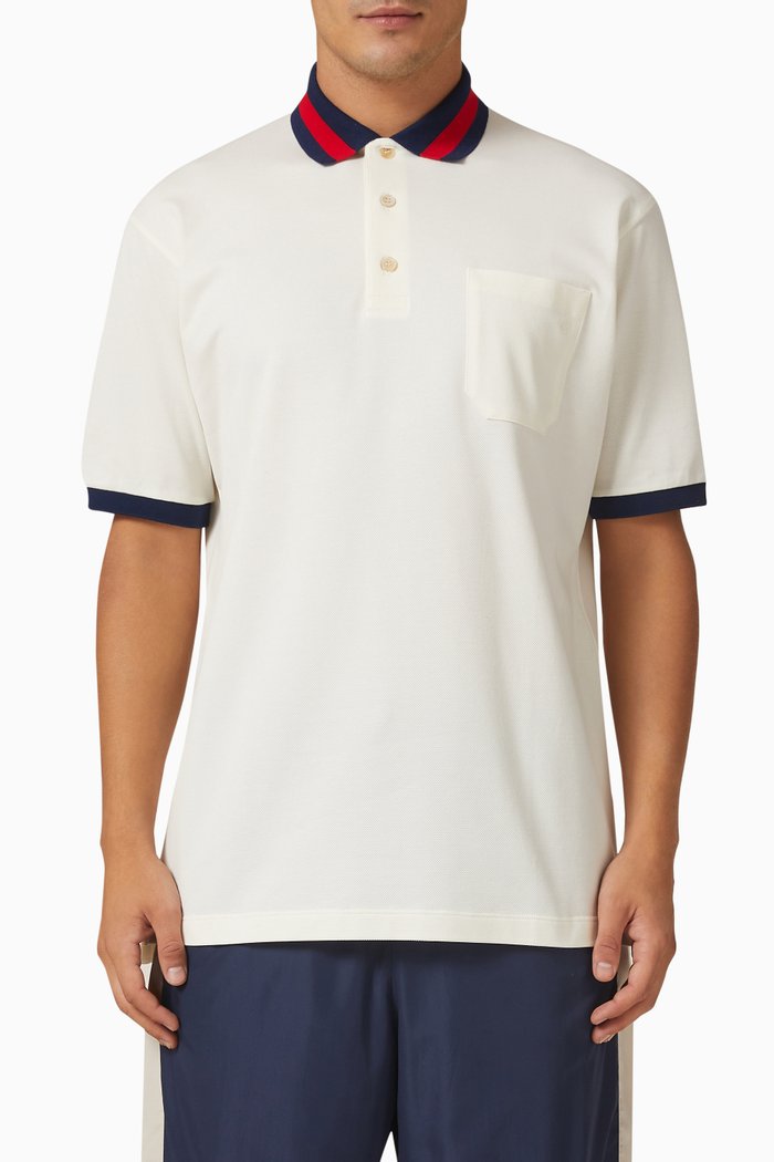 

Web Collar Polo Shirt in Stretch Cotton-piqué, Neutral
