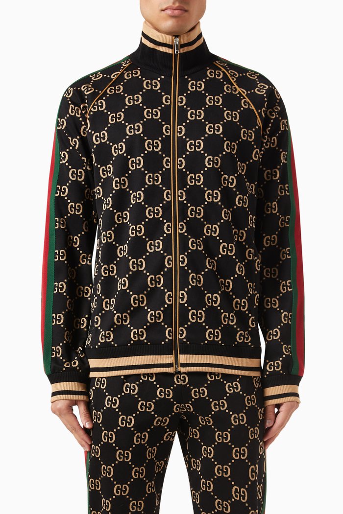 

GG Zip Jacket in Cotton Jersey, Black