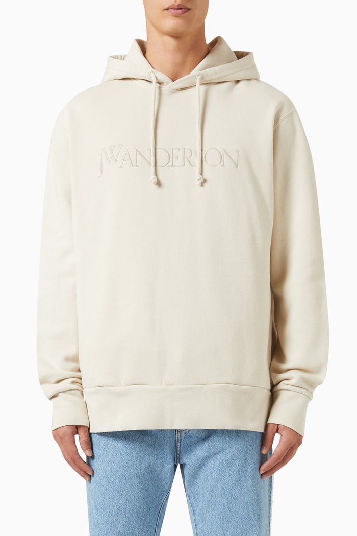 

Logo-embroidered Hoodie in Cotton, Neutral