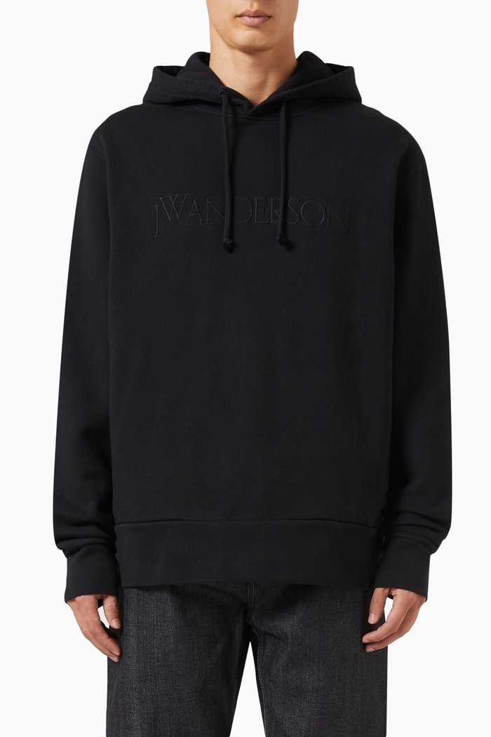 

Logo-embroidered Hoodie in Cotton, Black