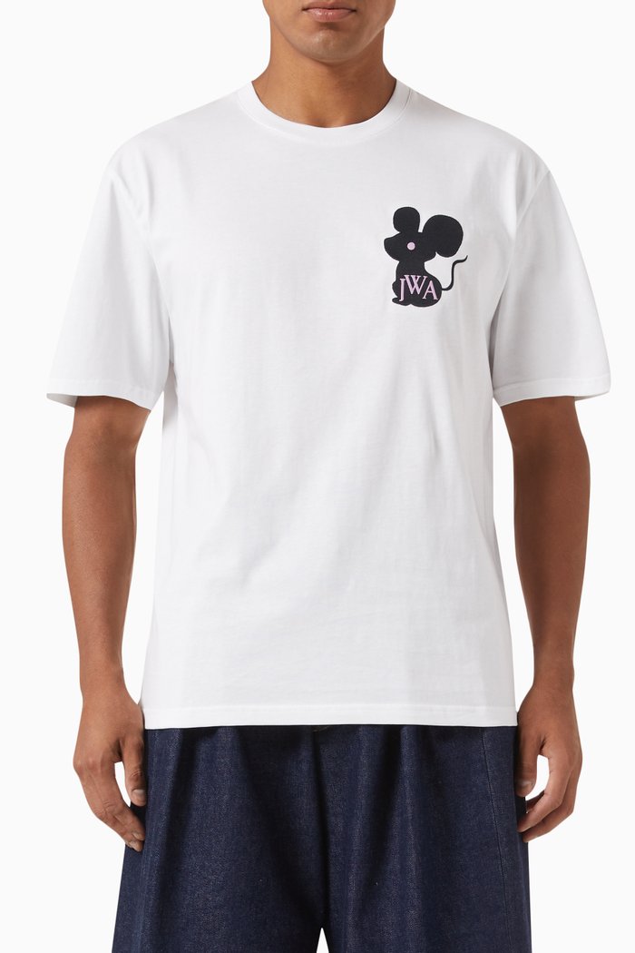 

Mouse Logo-embroidered T-shirt in Cotton-jersey, White