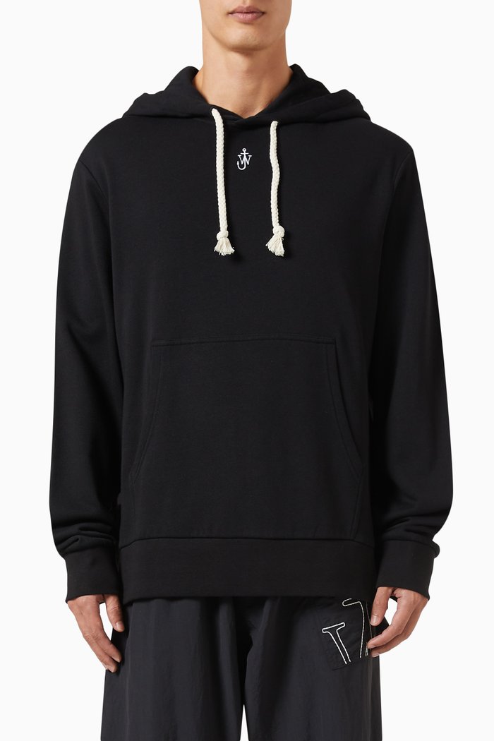 

Logo Embroidery Hoodie in Cotton, Black
