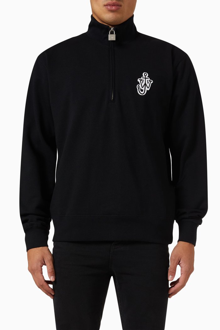 

Half-zip Sweatshirt in Cotton, Black
