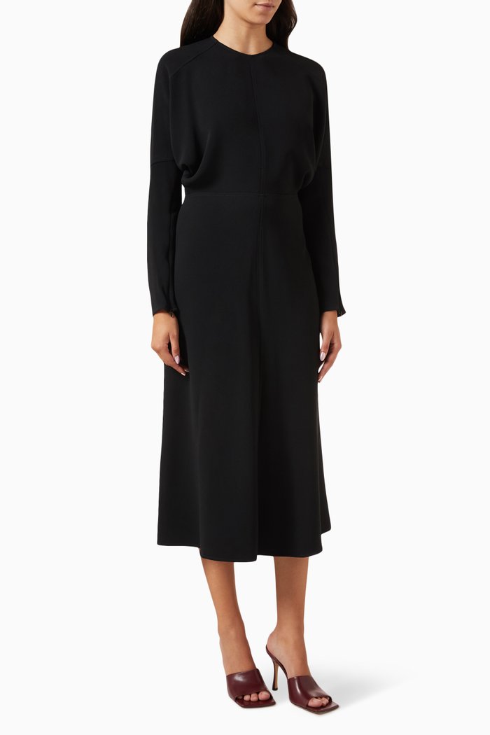 

Dolman Split Midi Dress In Viscose-knit, Black
