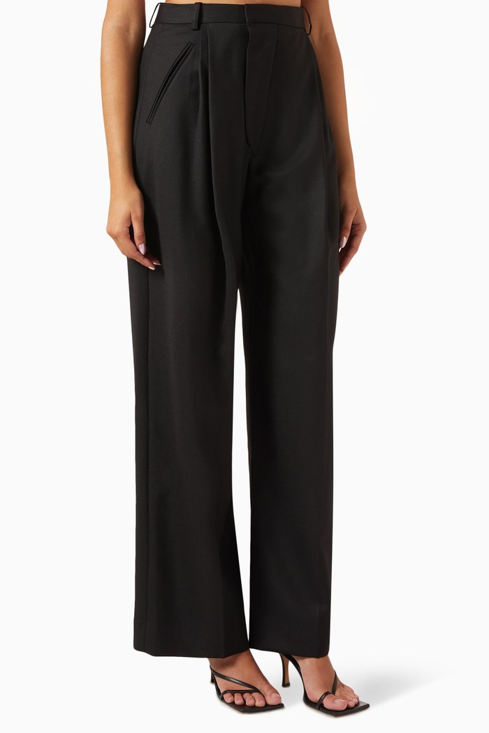 

Wide-leg Pants in Wool Blend, Black