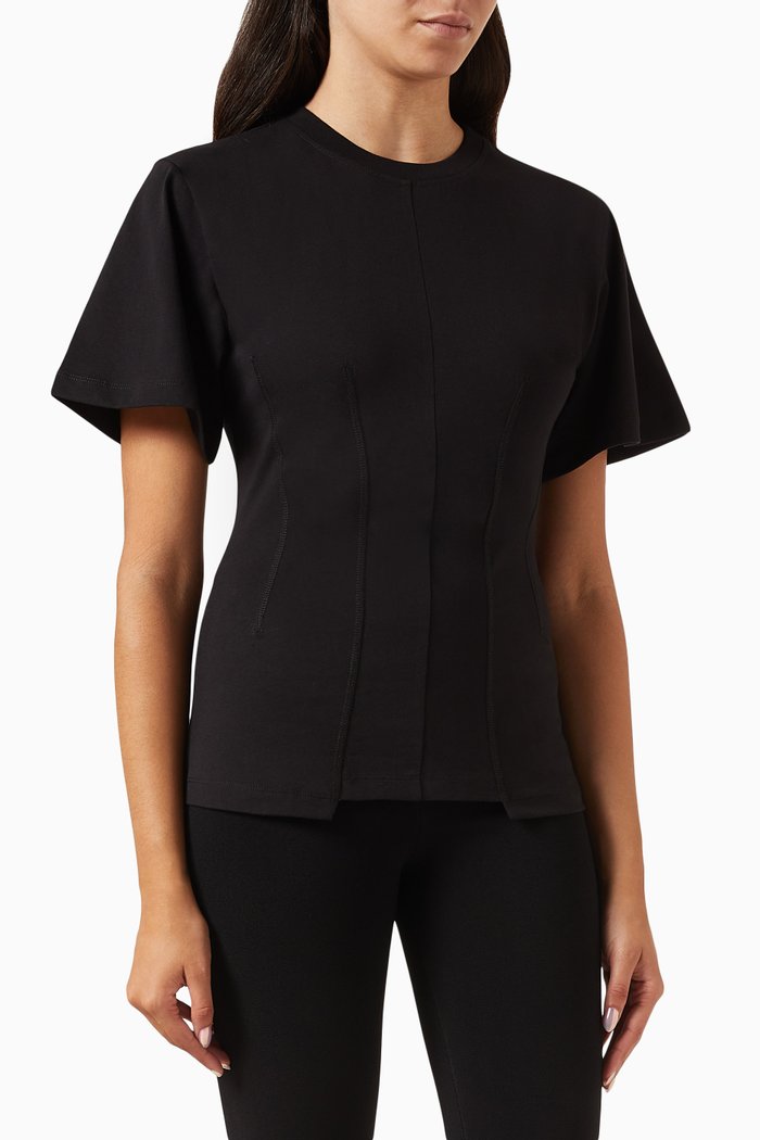 

Gathered Waist T-shirt in Jersey, Black