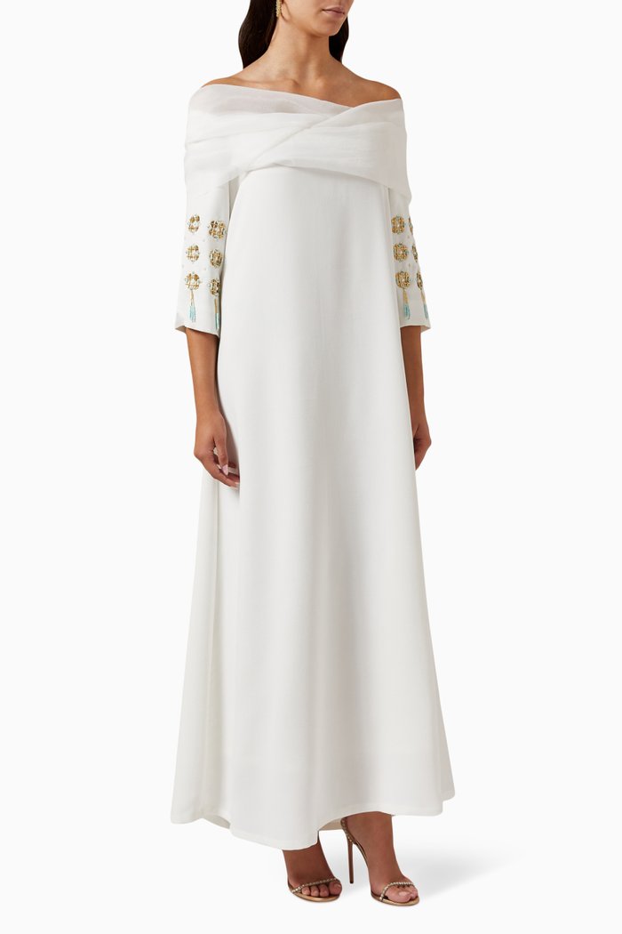 

Off-Shoulder Wrap Dress, White