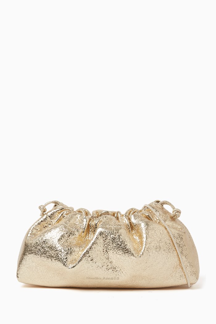 

Mini Pebble Pouch in Leather, Gold