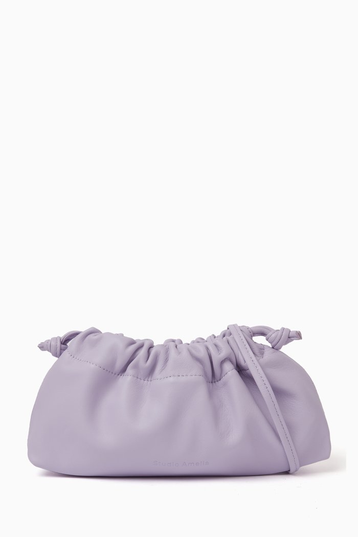 Mini Pebble Pouch in Leather, Purple