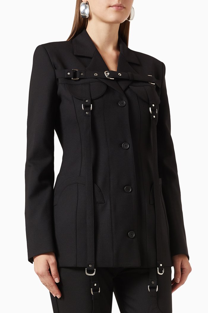 Cargo Jacket in Wool-blend, Black