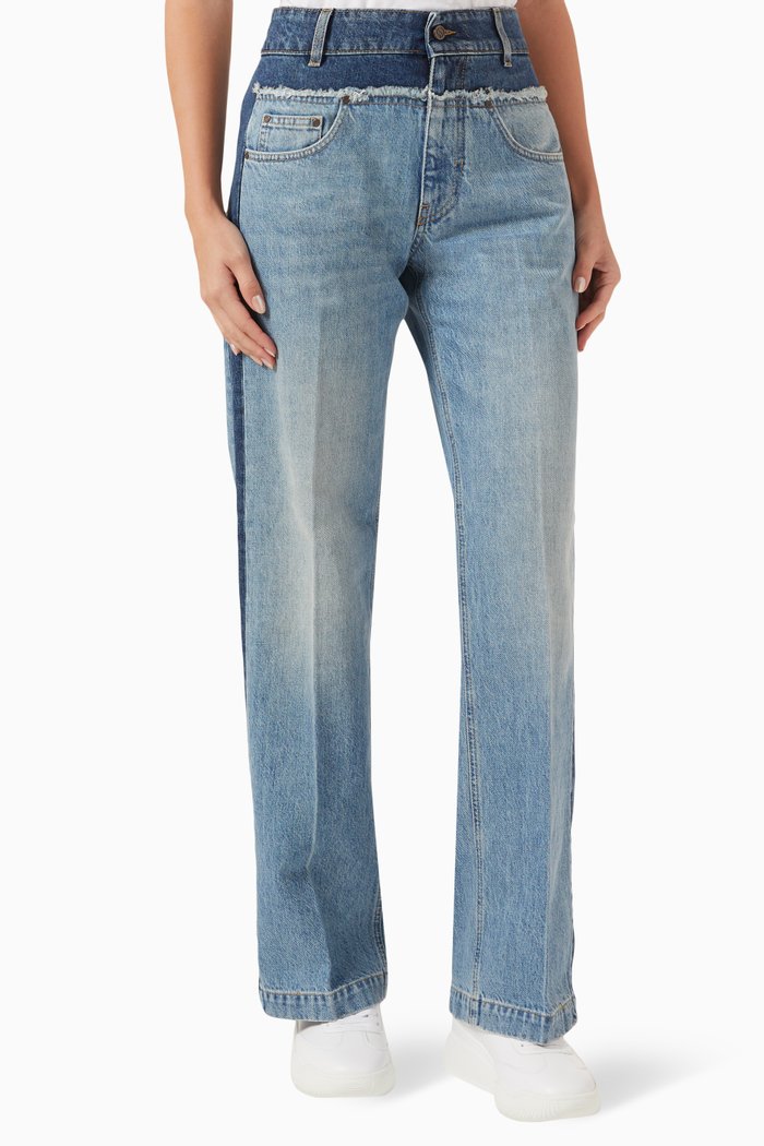 Panelled Jeans in Denim, Blue