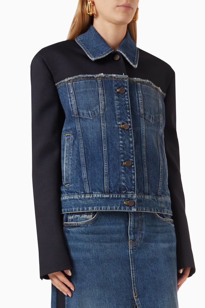 

Twill Panelled Jacket in Denim, Blue
