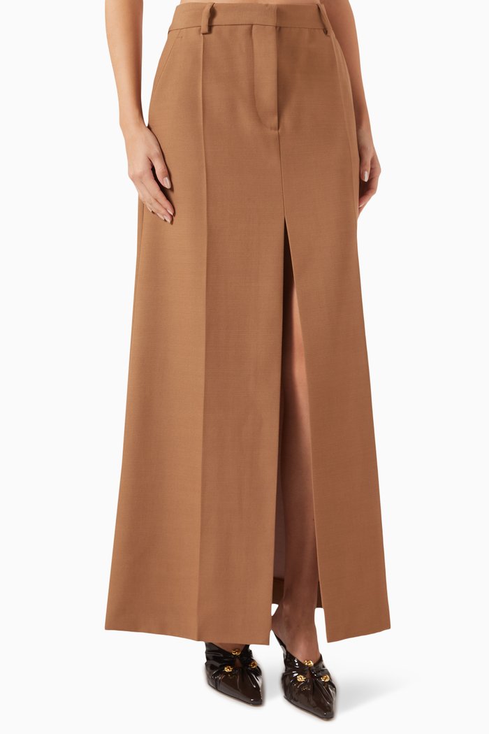 Maxi Skirt in Wool, Brown