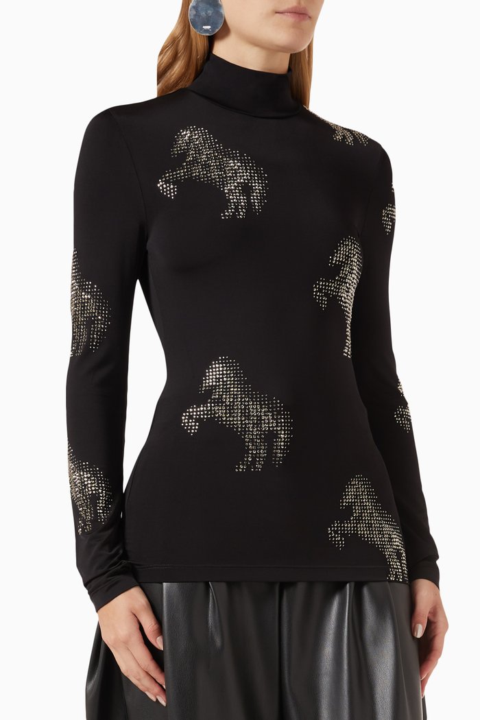 

Pixel Horse High-neck Top in Viscose-jersey, Black