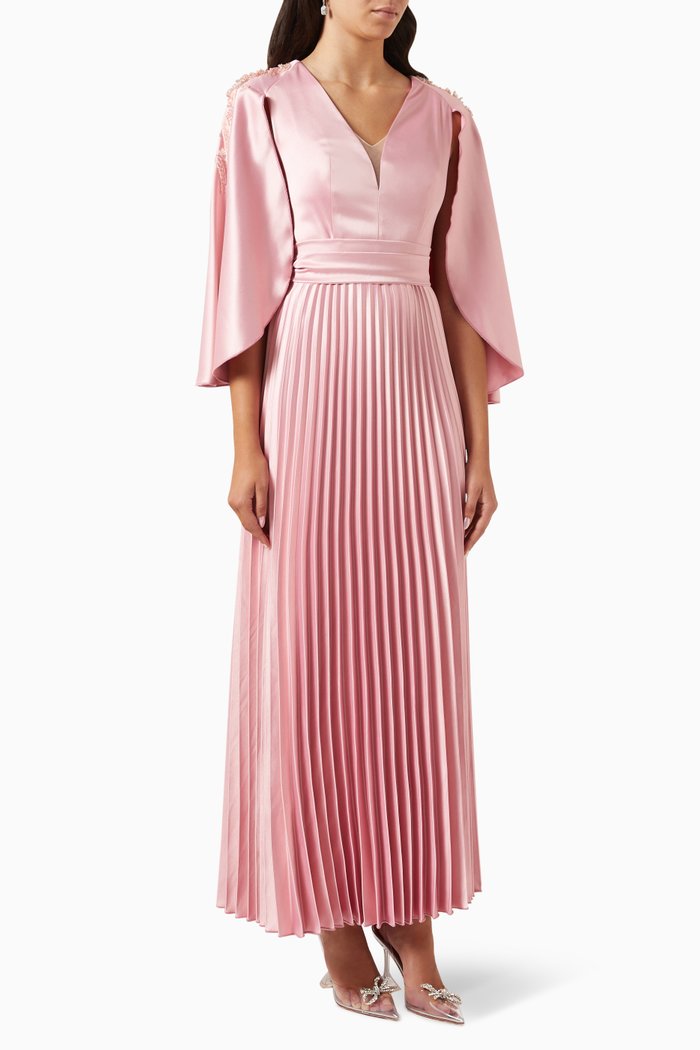 

Pleated Dress in Satin, Pink
