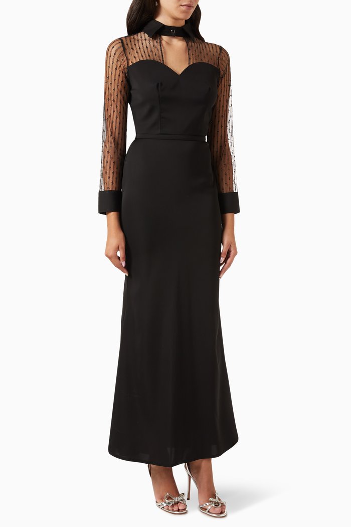 

Embellished Dress in Crepe, Black