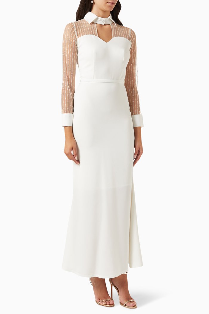 

Embellished Dress in Crepe, Neutral