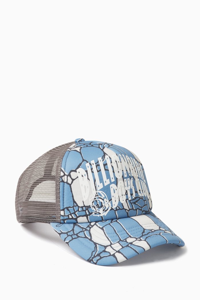 Gator Camo Trucker Cap in Mesh, Blue
