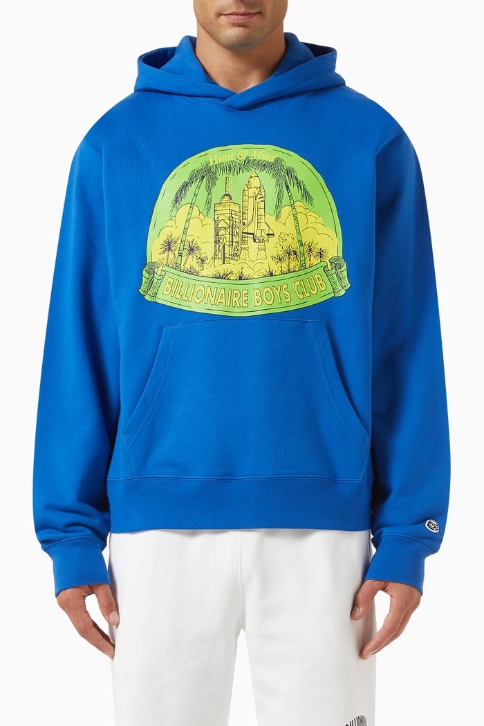 

Launch Pad-print Hoodie in Cotton-jersey, Blue