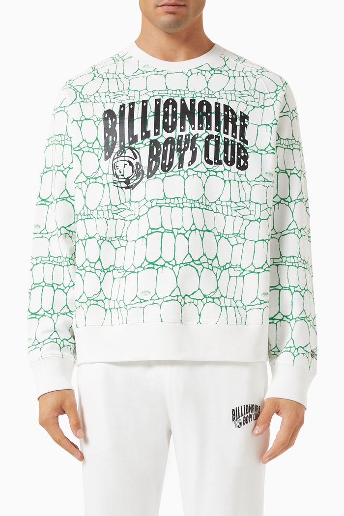 Gator Camo Logo Sweatshirt in Cotton, White