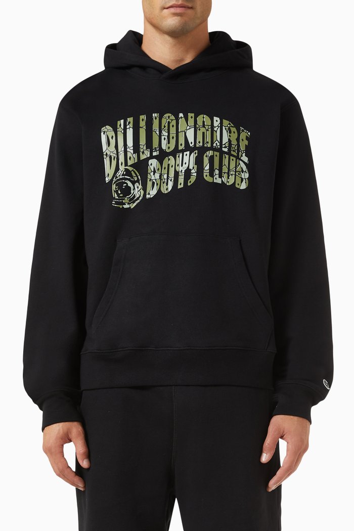 Gator Camo Arch Logo Hoodie in Cotton-fleece, Black