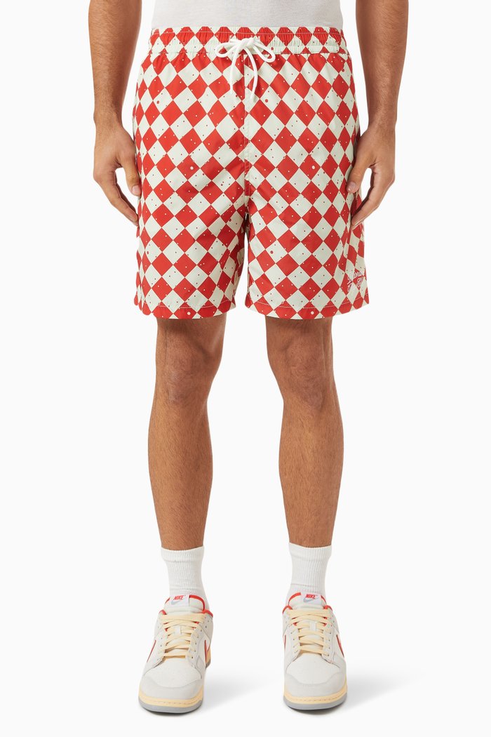 Space Check Swim Shorts, Red