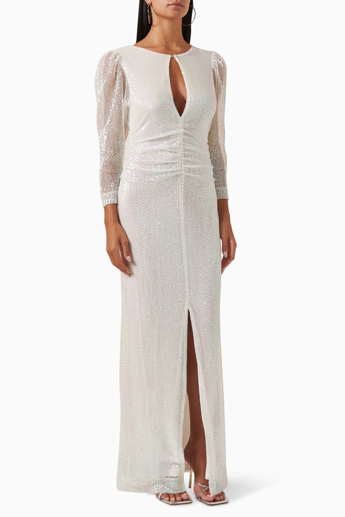 

Sequin-embellished Maxi Dress, Neutral