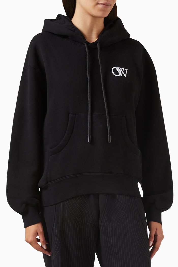 

Flock Logo Oversized Hoodie in Cotton, Black