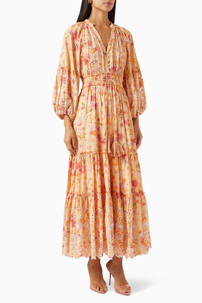 

Midi Dress in Broderie Anglaise, Red