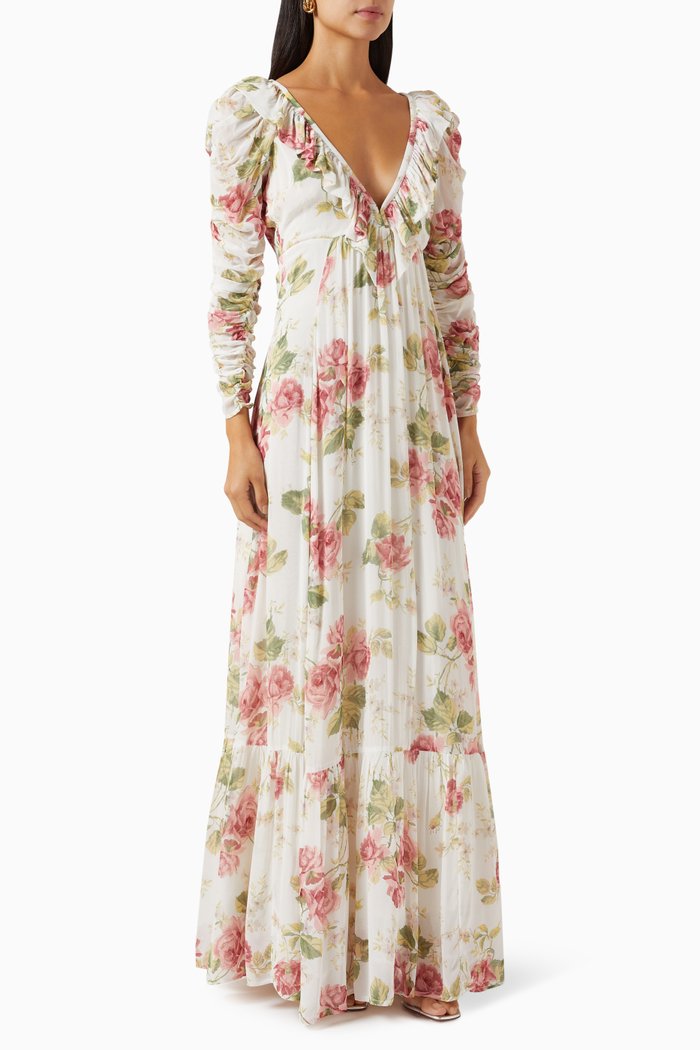 

Floral-print Dress in Georgette, Pink