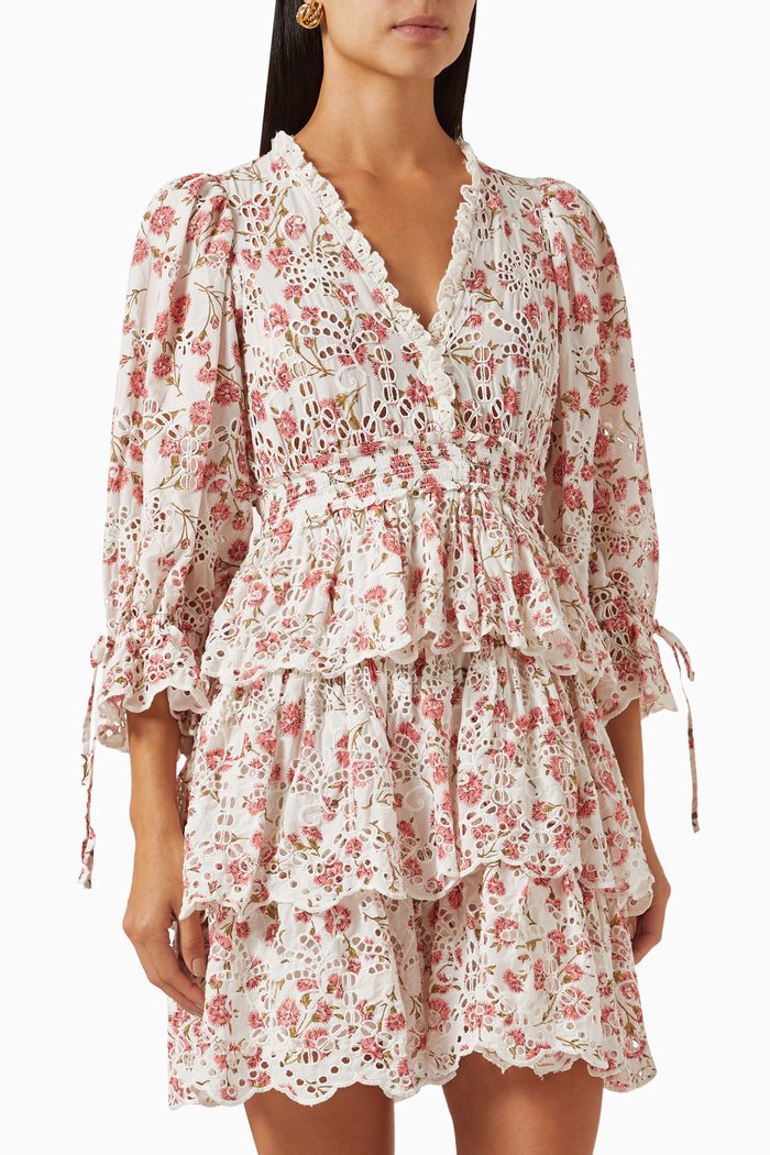 

Flounce Dress in Broderie Anglaise, Blue