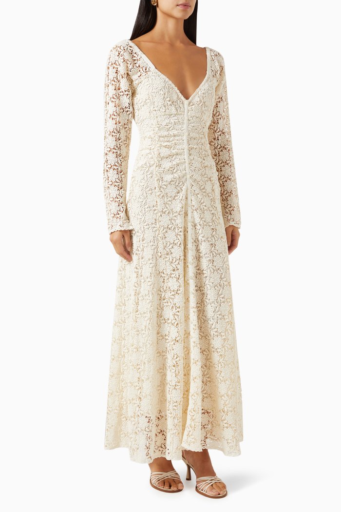 Maxi Dress in Crochet, Neutral
