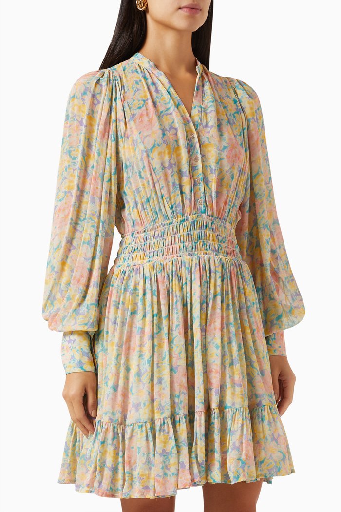 

Floral-print Dress in Georgette, Pink