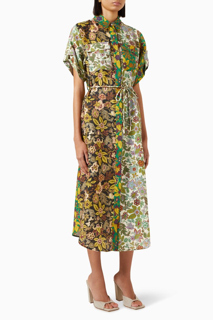 

Isabella Patchwork Shirtdress in Linen, Neutral