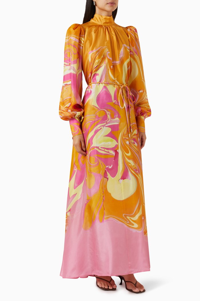 Luca Midi Dress in Silk, Multicolour