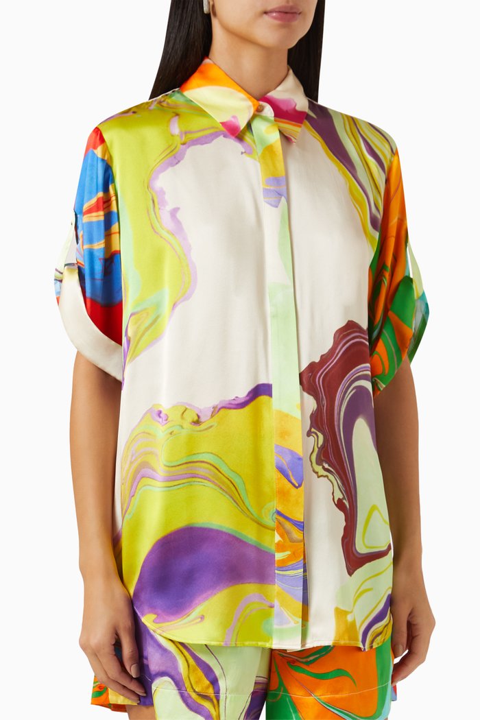 Luca Shirt in Silk, Multicolour