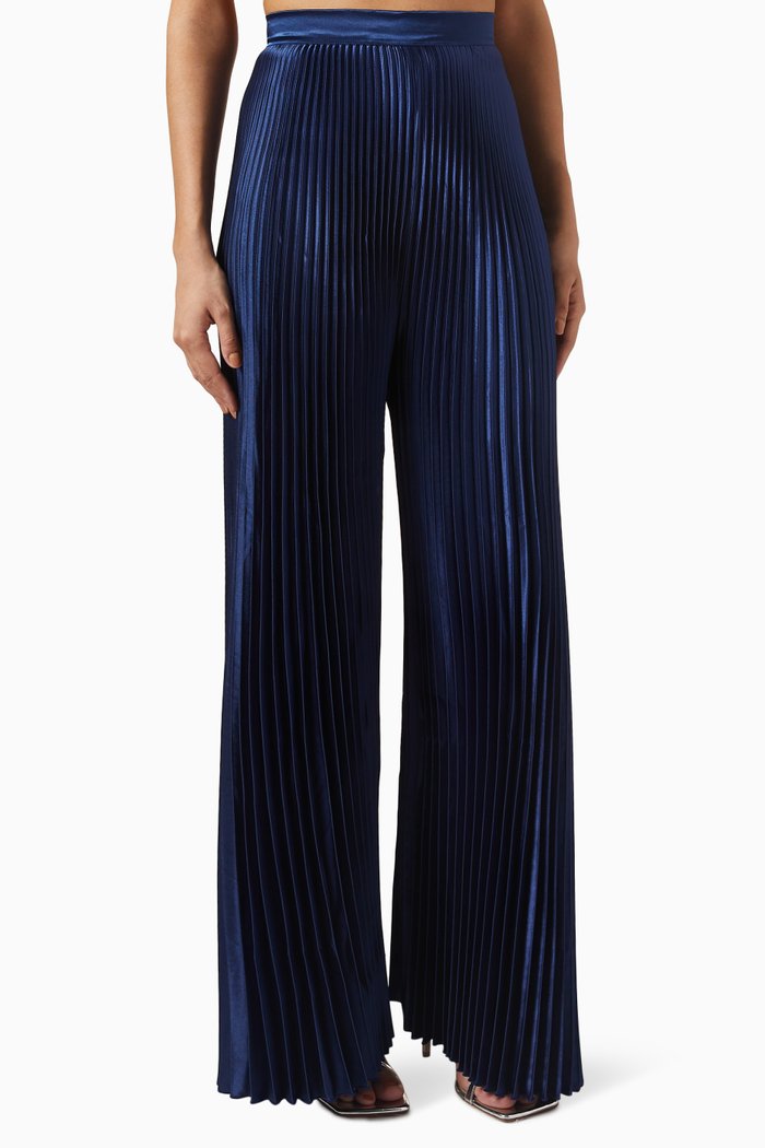 

Bisous Pants in Pleated Satin, Blue
