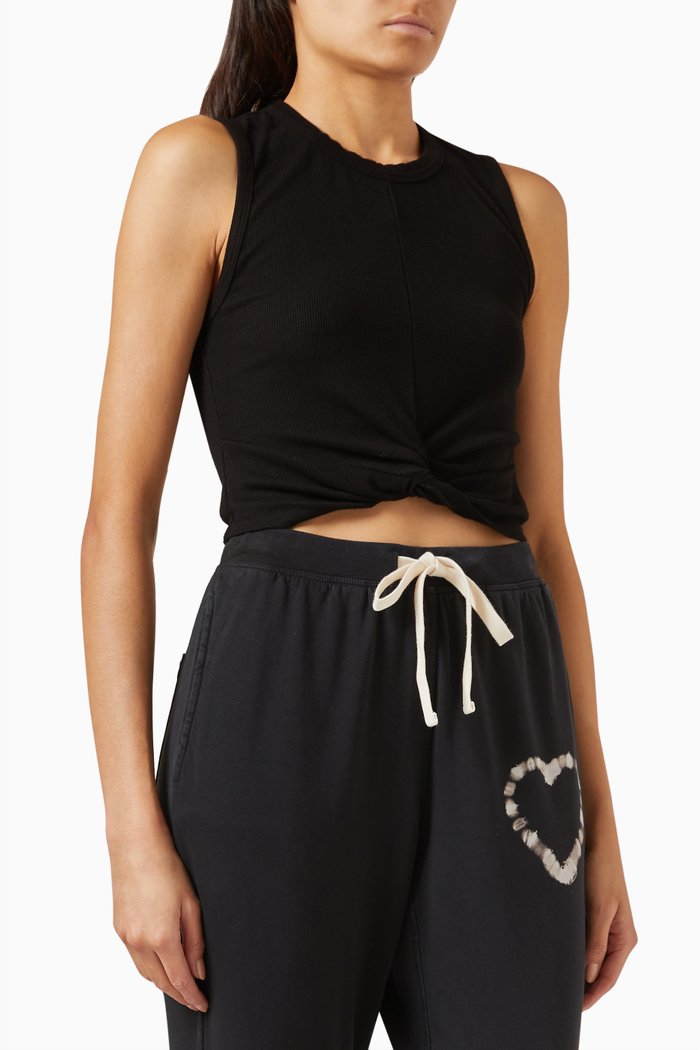 

Flynn Twist Tank Top in Stretch-rayon, Black