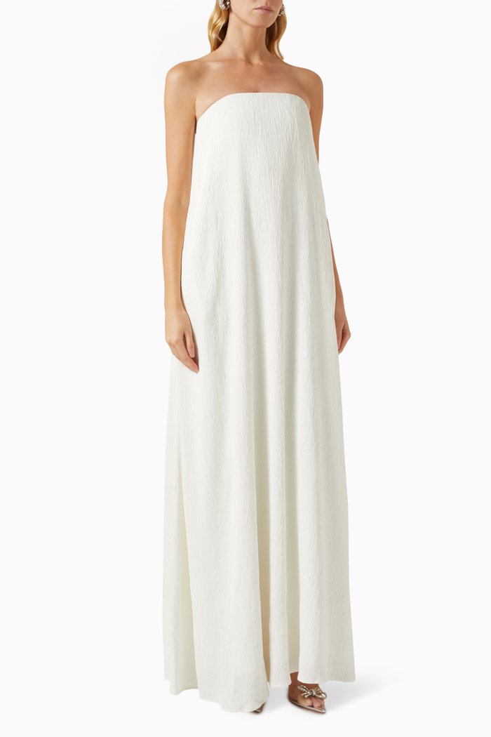 

Delfina Maxi Dress in Satin, White